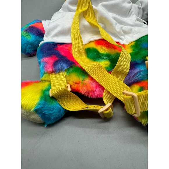 Noah's Ark kids Rainbow Plush Teddy Backpack White Shirt adjustable 16" READ NEW - Picture 10 of 13